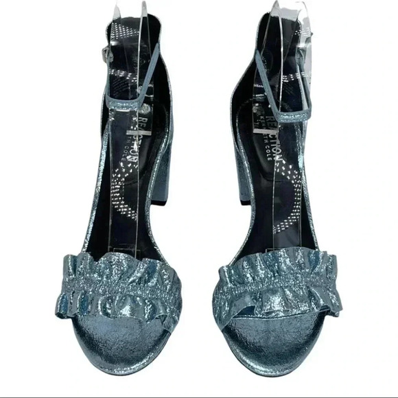 Kenneth Cole Reaction Rise Ruffle Metallic Storm Womens Heels Size 8M - Picture 4 of 16